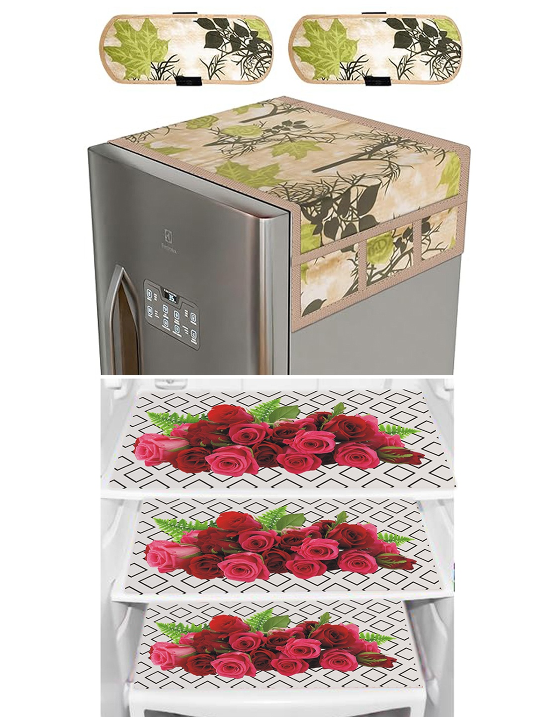 

Dakshya Industries Maroon & Green 6 Pieces Printed Refrigerator Covers & Mats
