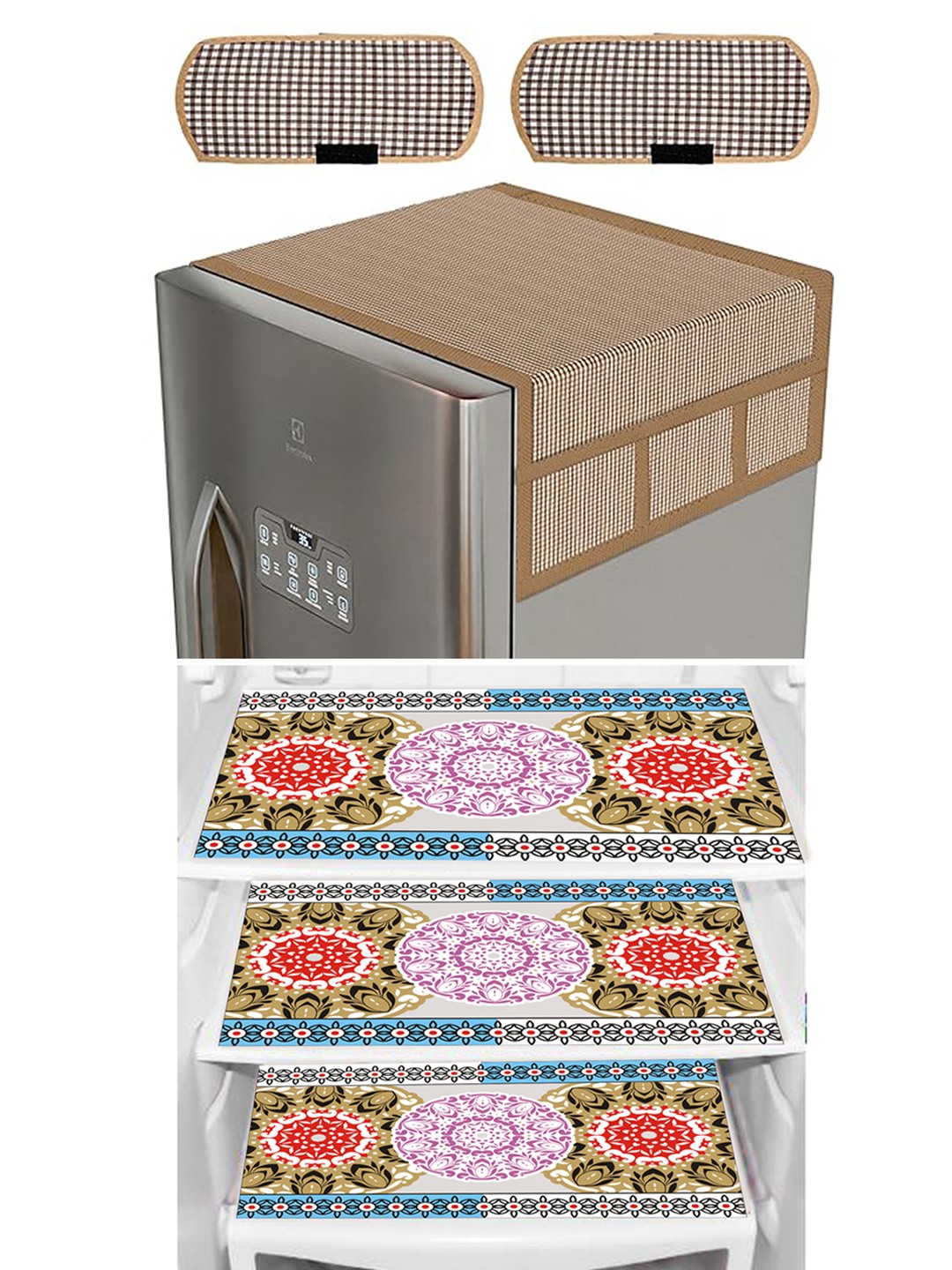 

Dakshya Industries 6 Pieces Brown Printed Refrigerator covers