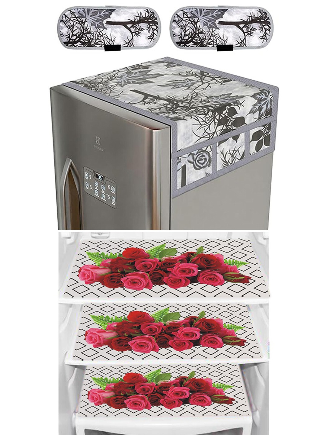 

Dakshya Industries 6 Pieces Grey & White Refrigerator covers