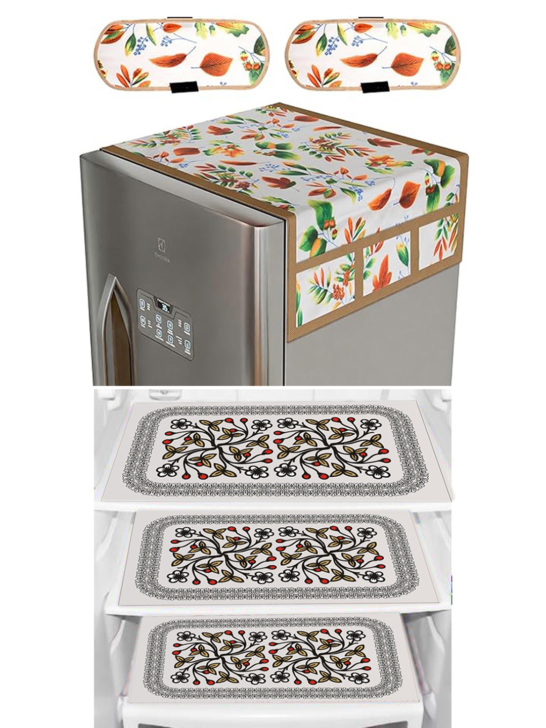 

Dakshya Industries 6 Pieces Beige Floral Printed Refrigerator covers