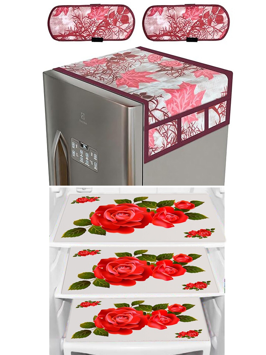 

Dakshya Industries Red & White 6 Pieces Printed Refrigerator Covers & Mats