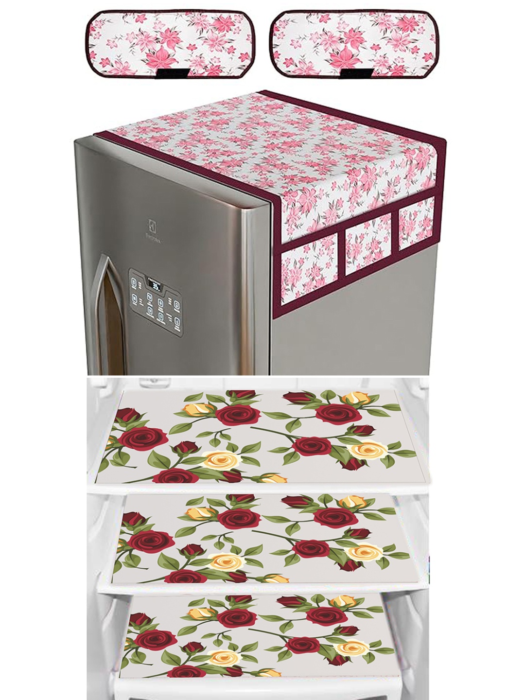 

Dakshya Industries Red & Pink 6 Pieces Printed Refrigerator Covers & Mats