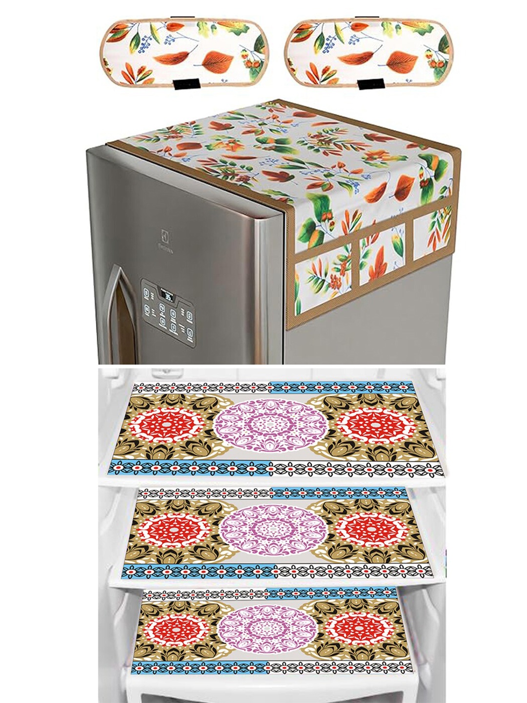 

Dakshya Industries 6 Pieces Beige Floral Printed Refrigerator covers