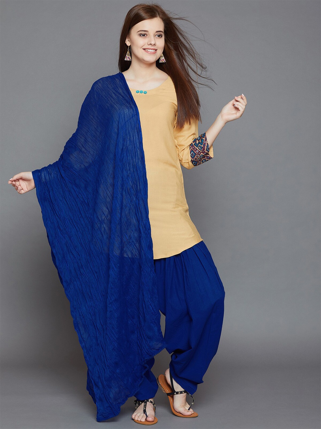 

THE PAJAMA FACTORY Mid-Rise Patiala Dupatta Set, Blue