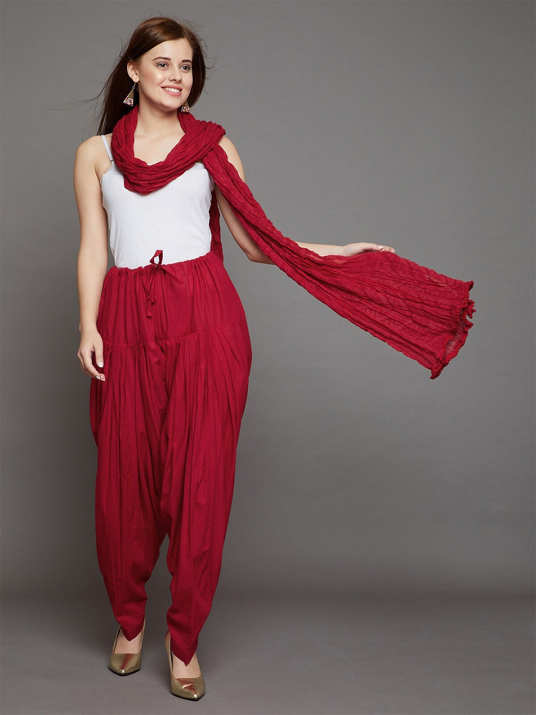 

THE PAJAMA FACTORY Women Patiala and Dupatta, Red