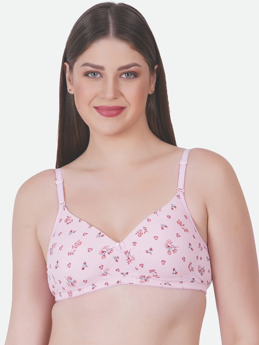 

Reveira Floral Printed Dry Fit Full Coverage Lightly Padded Bra Withn All Day Comfort, Pink