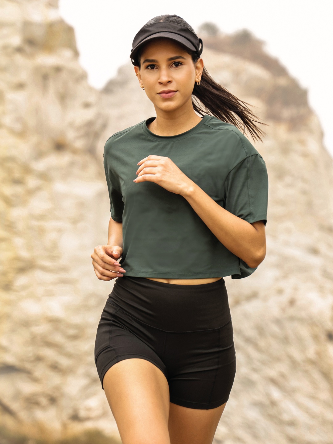 

Blissclub AeroCool Training Mesh Boxy Crop with a Breathable Design, Green