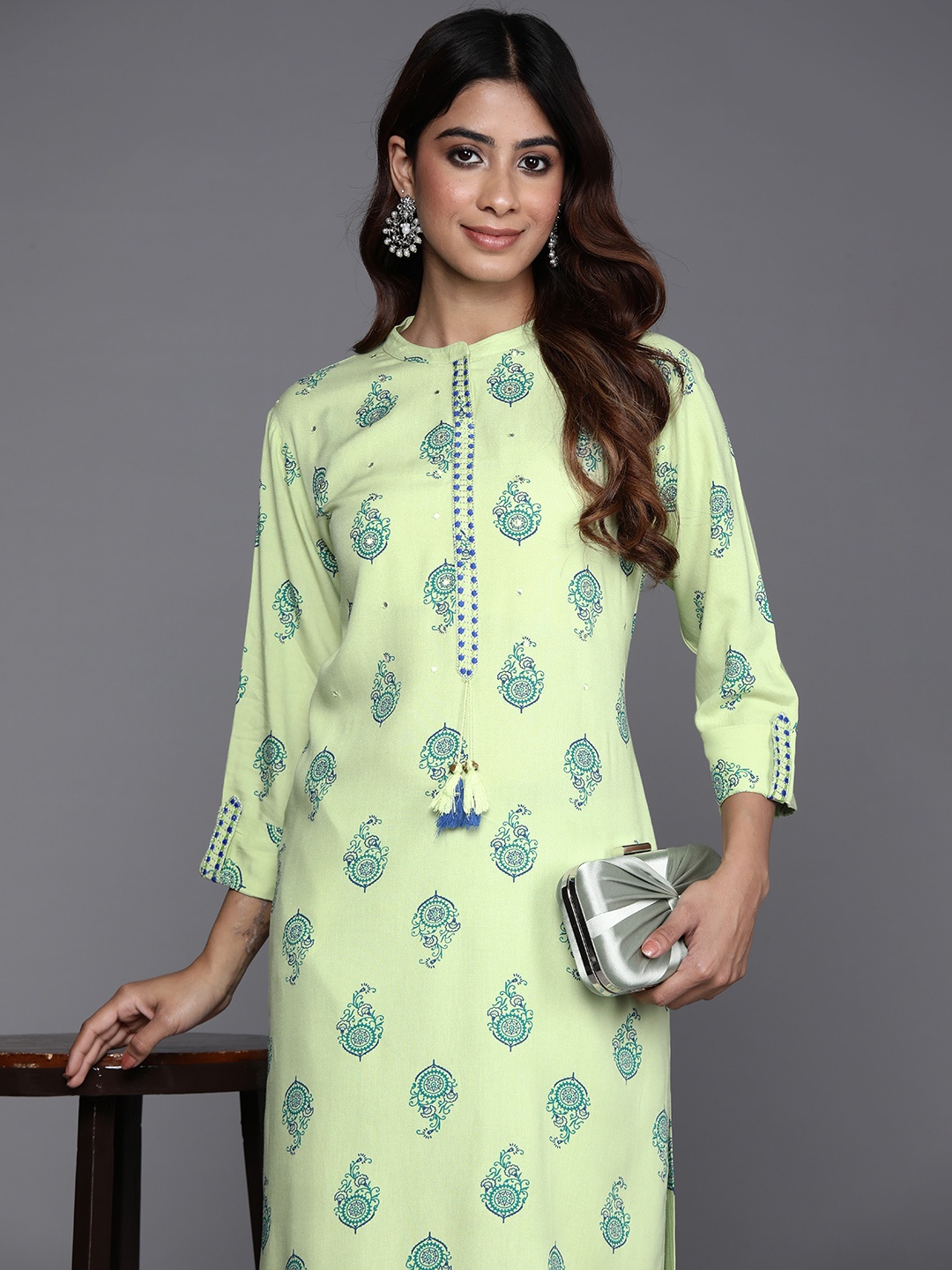 

Indo Era Women Ethnic Motifs Printed Kurta, Green