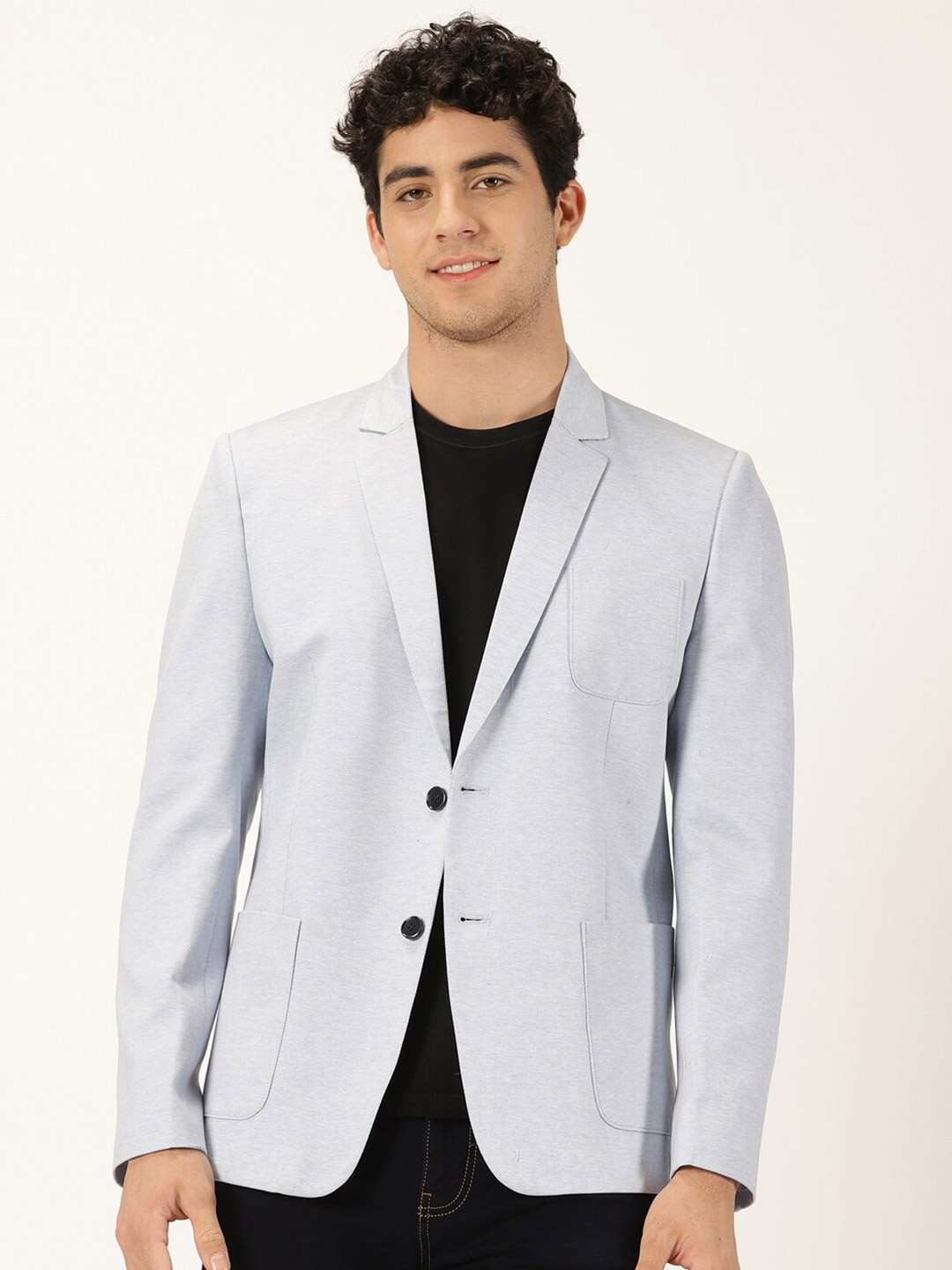 

Mast & Harbour Blue Notched Lapel Single Breasted Slim Fit Blazer