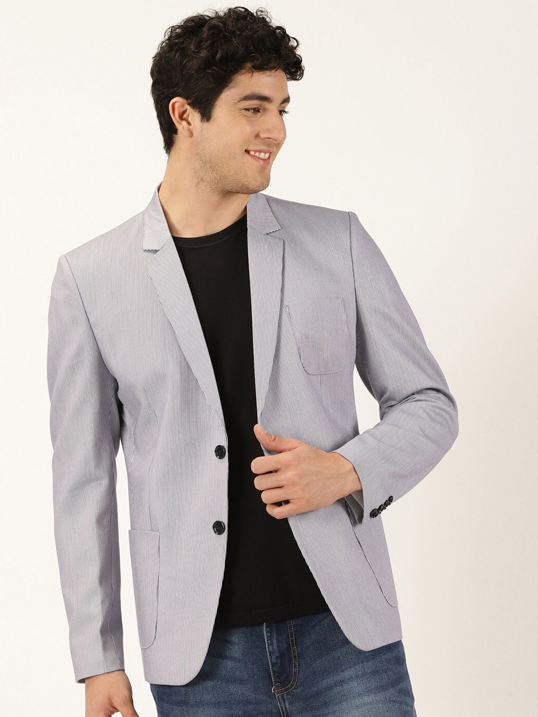 

Mast & Harbour Grey Notched Lapel Single Breasted Slim Fit Blazer