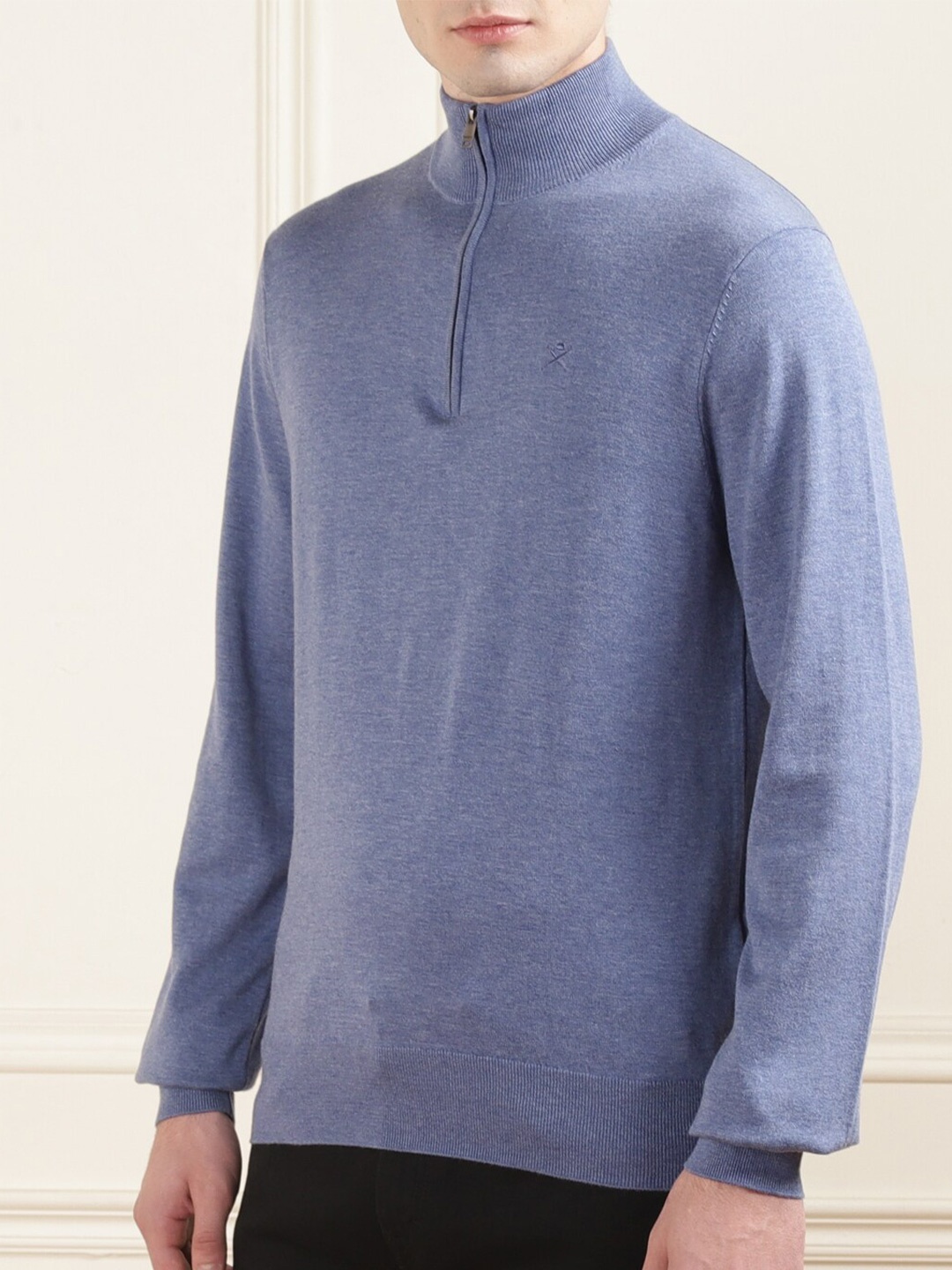 

HACKETT LONDON Mock Collar Cotton Pullover Sweater, Blue