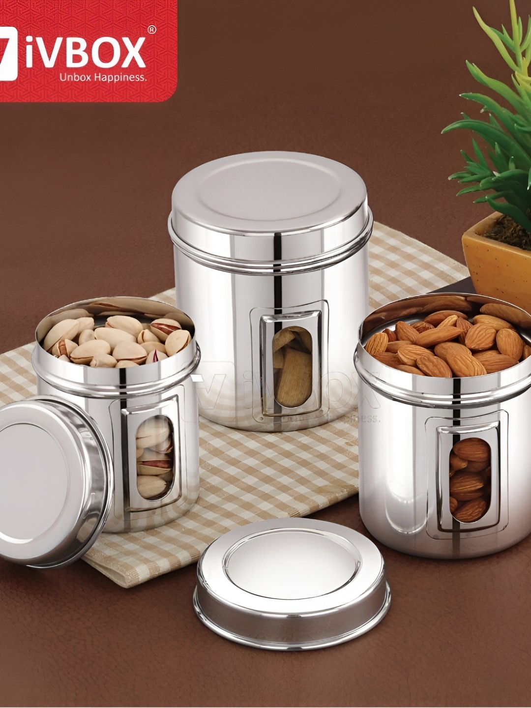

iVBOX Silver Toned 3 Pcs Stainless Steel Dishwasher Safe Food Containers