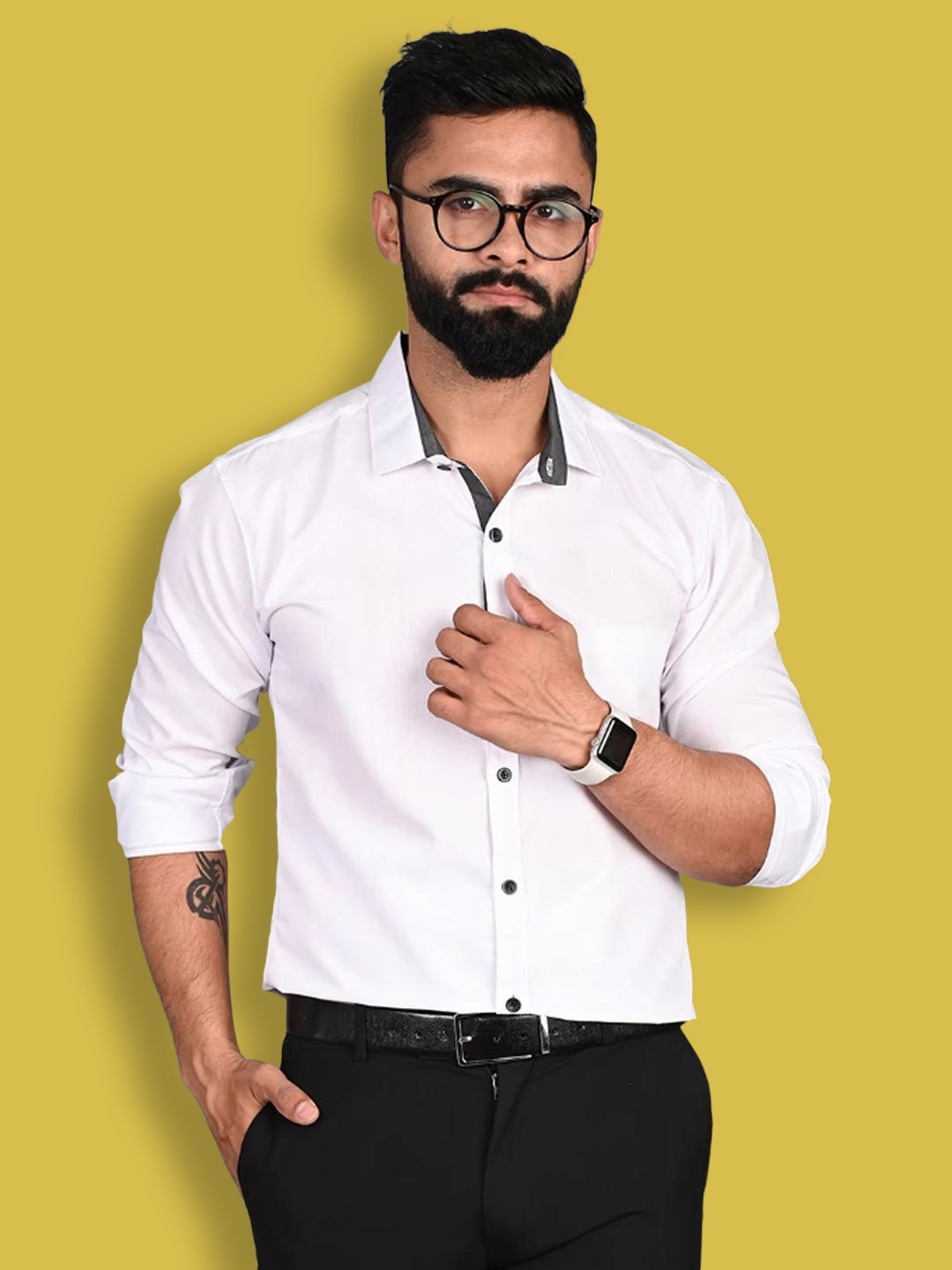 

1 Stop Fashion Pack of 3 Standard Slim Fit Cotton Casual Shirts, White