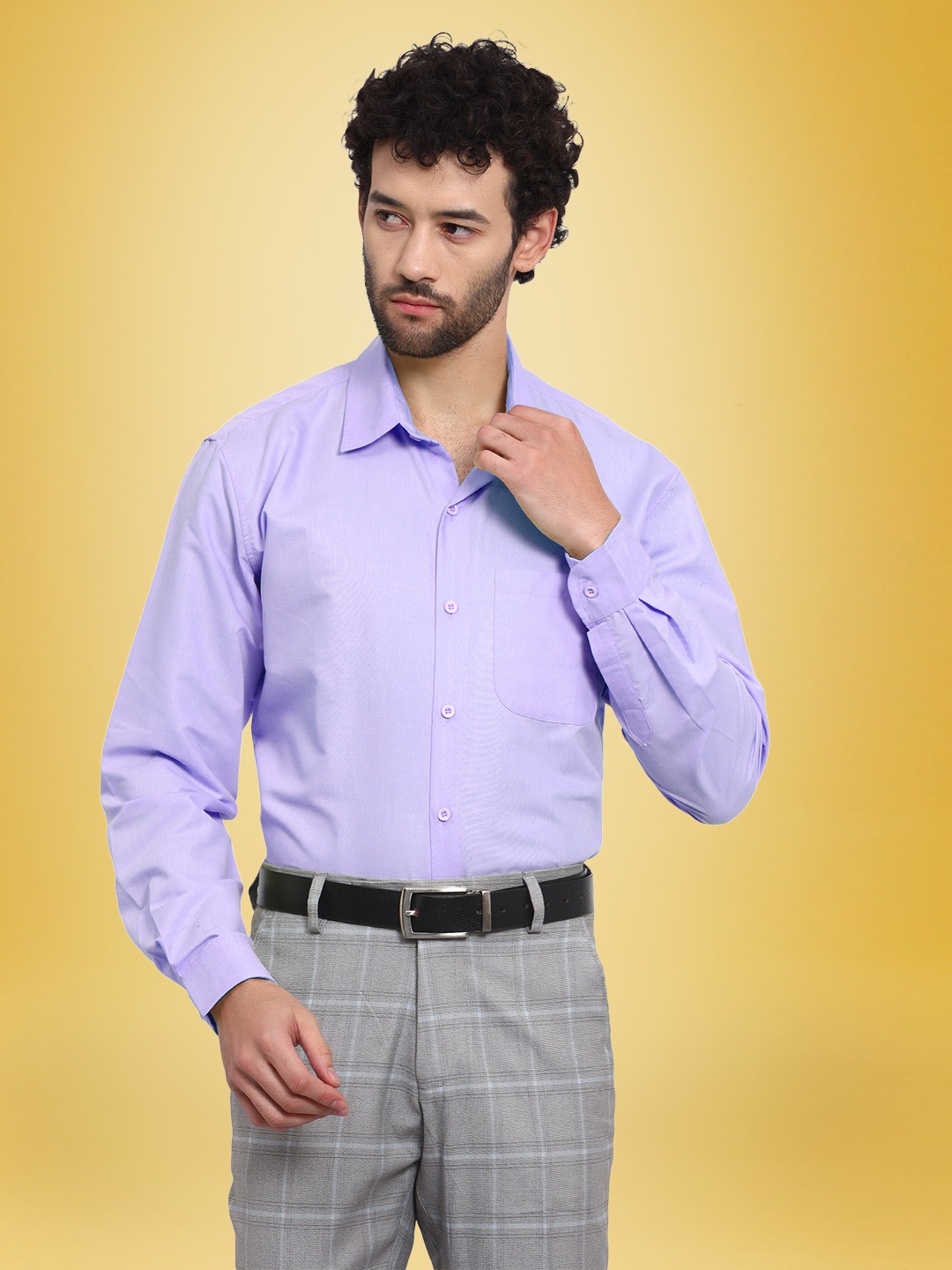 

1 Stop Fashion Opaque Pure Cotton Casual Shirt, Lavender