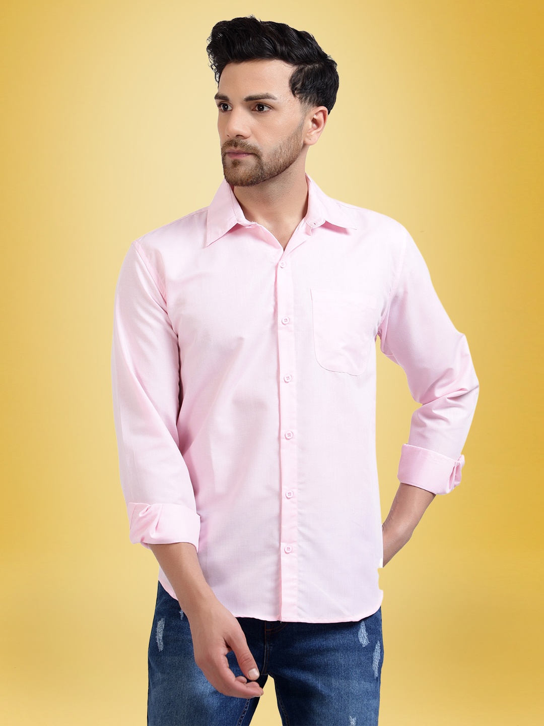 

1 Stop Fashion Pack Of 2 Standard Slim Fit Opaque Pure Cotton Casual Shirts, Pink