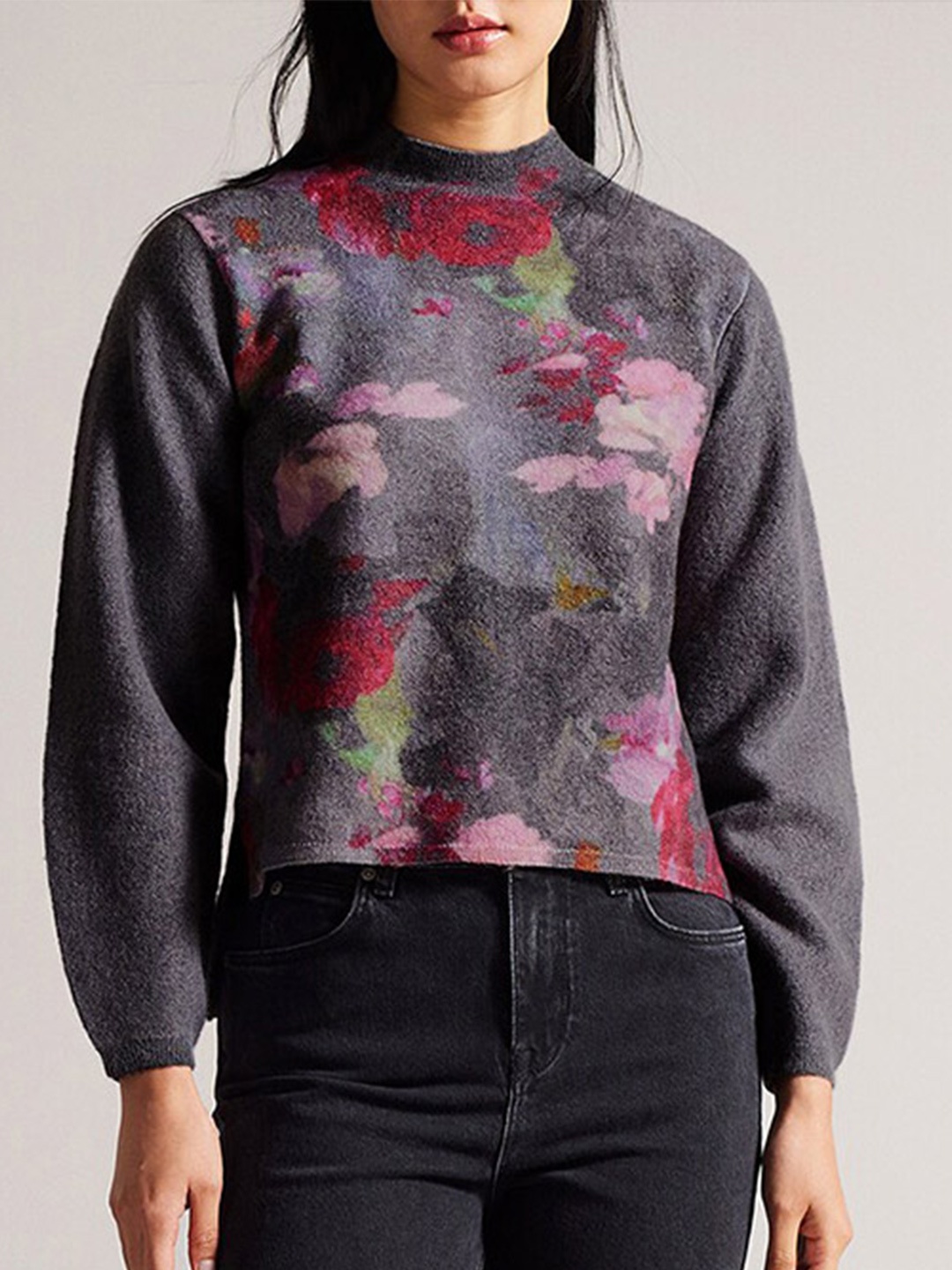 

Ted Baker Floral Printed Woollen Pullover, Black