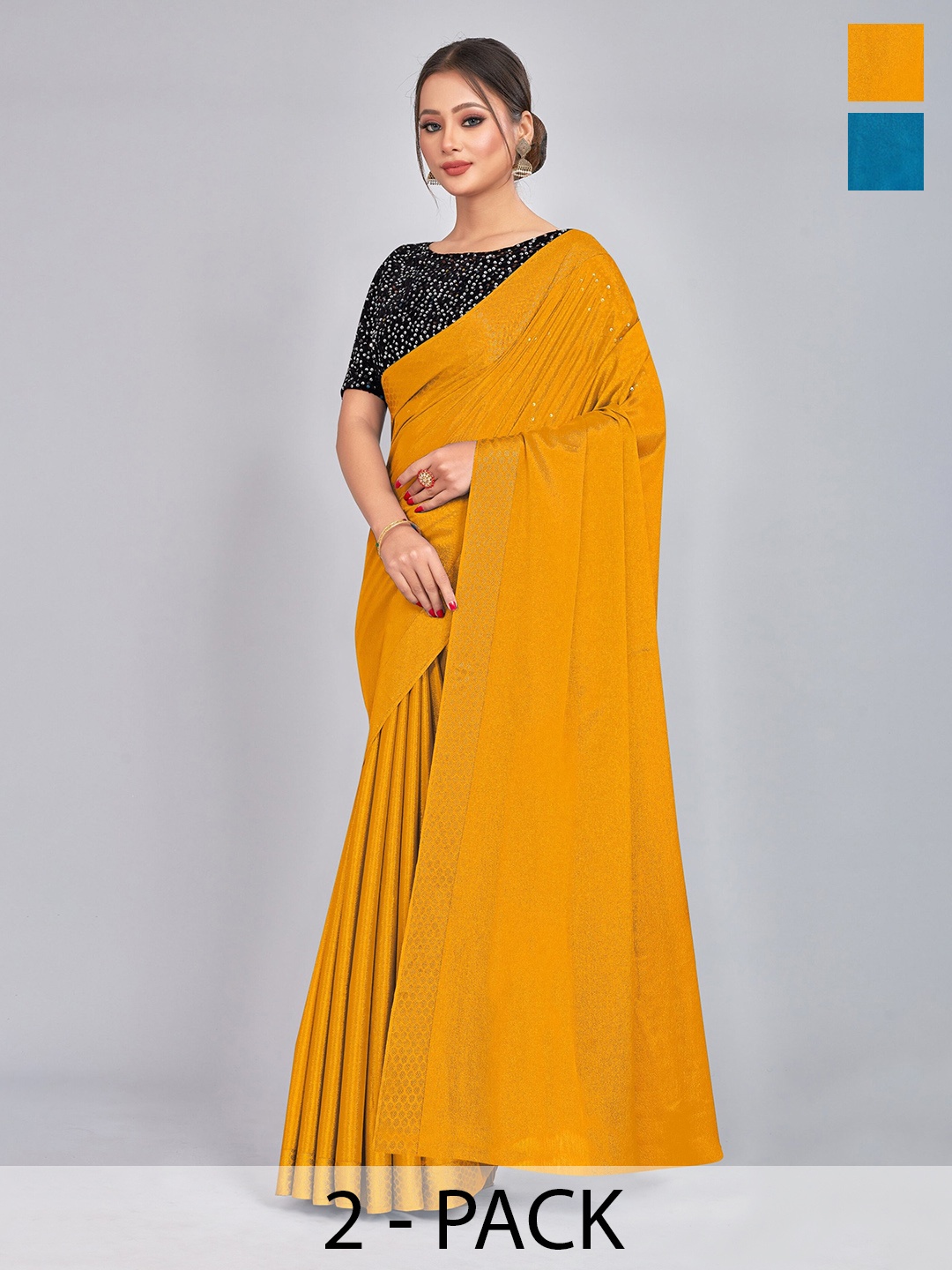 

CastilloFab Selection Of 2 Saree, Mustard