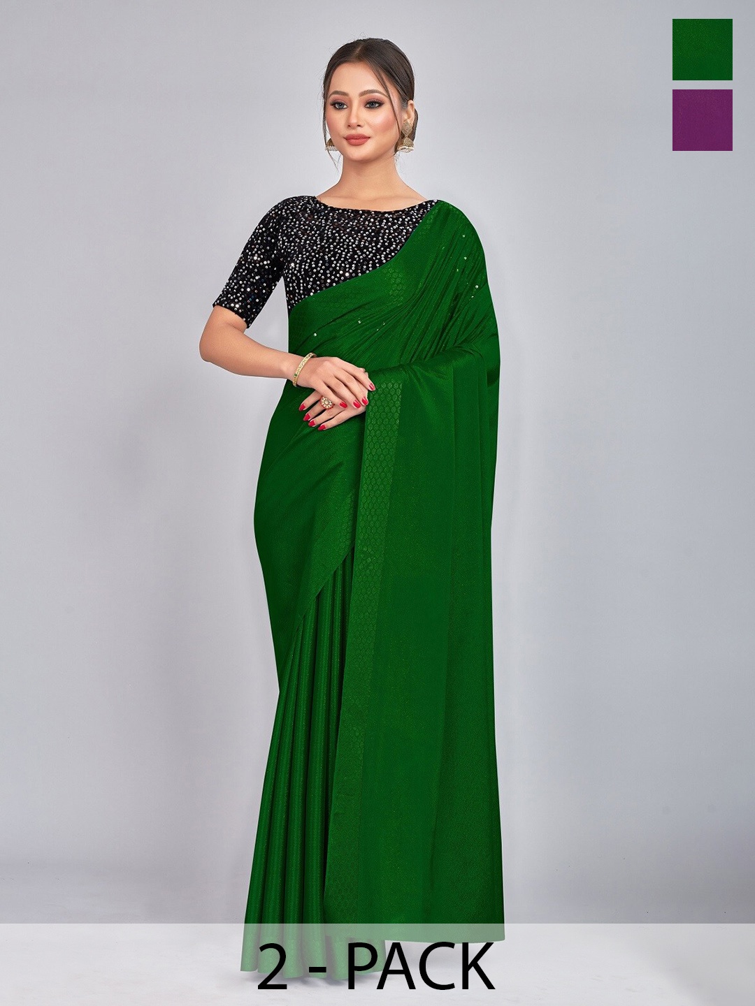 

CastilloFab Selection Of 2 Saree, Green