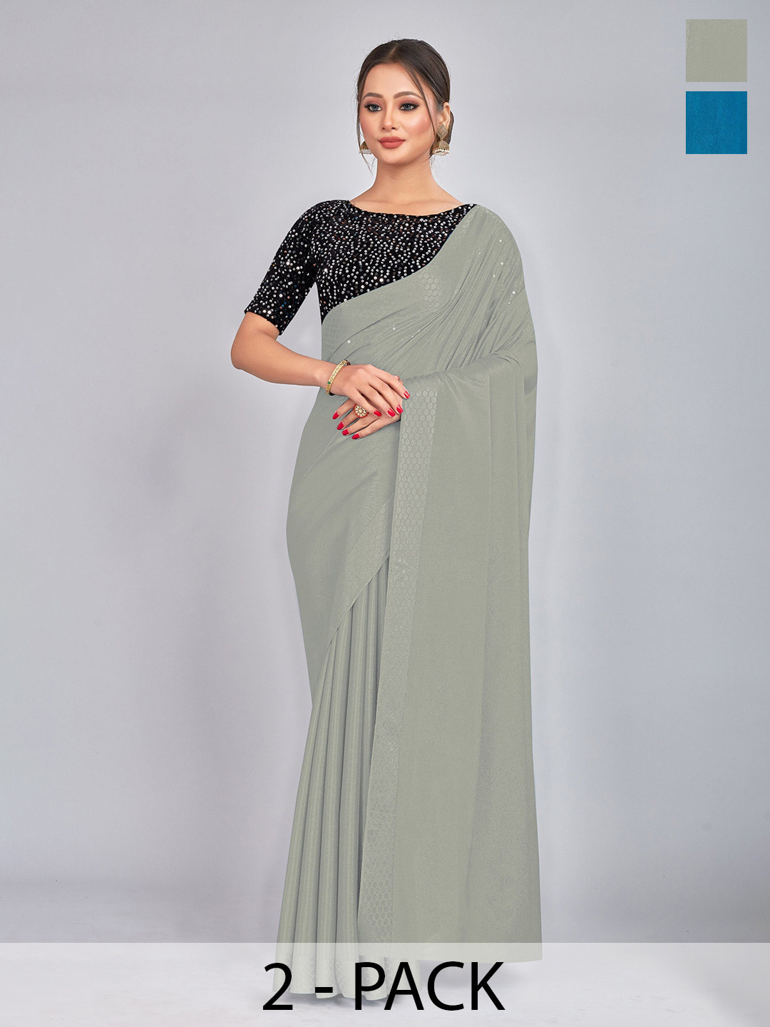 

CastilloFab Selection Of 2 Saree, Grey