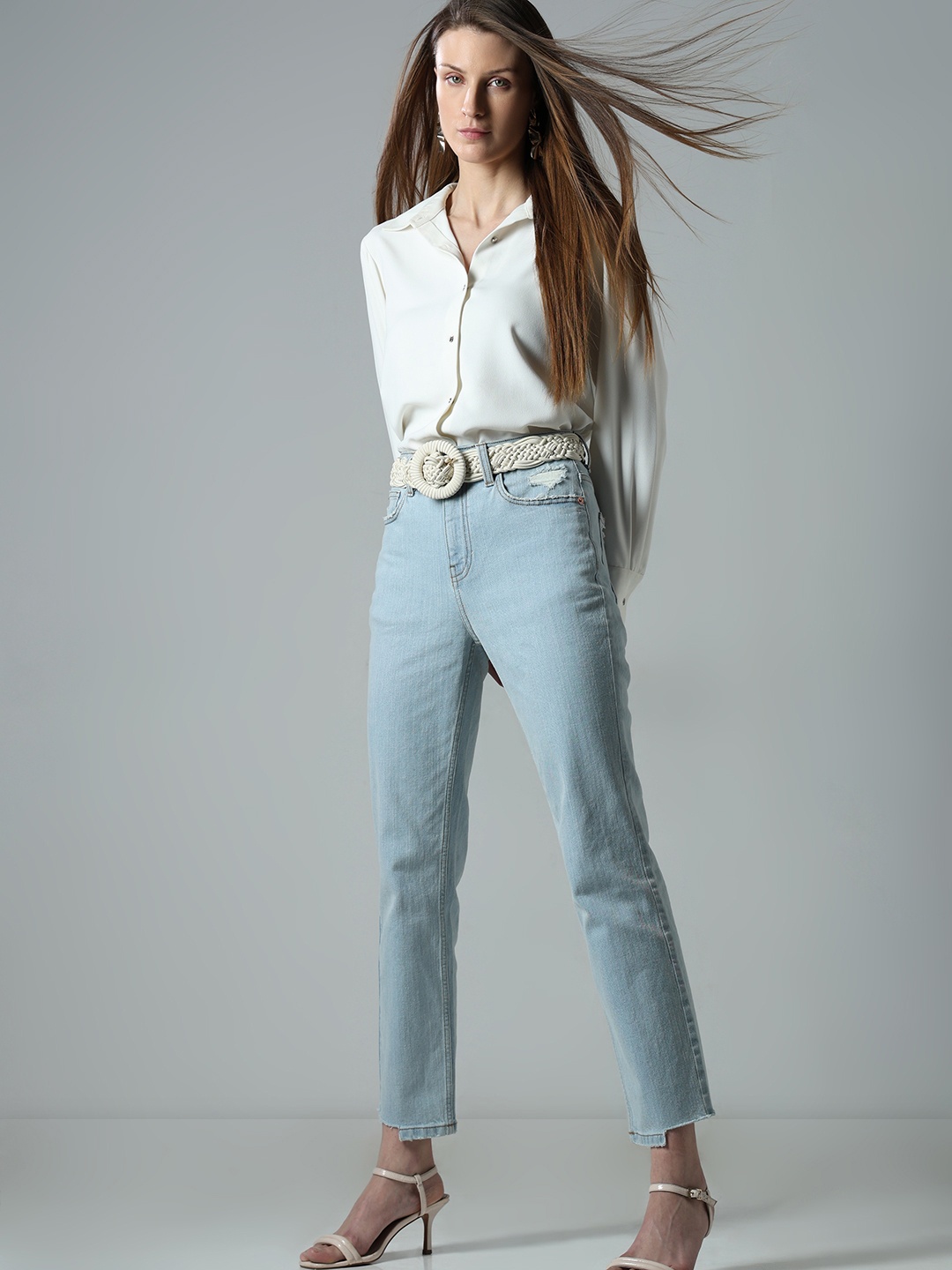

Vero Moda Women Straight Fit High-Rise Stretchable Jeans, Blue