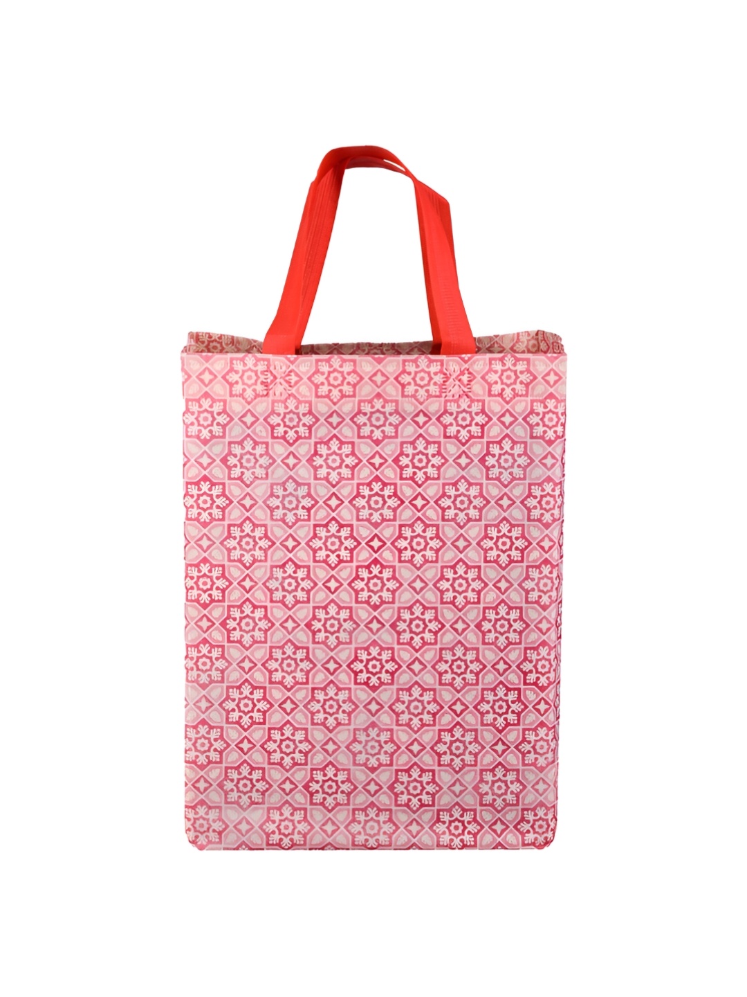 

Kuber Industries 24-Pcs Ethnic Motifs Printed Shopper Tote Bag, Pink