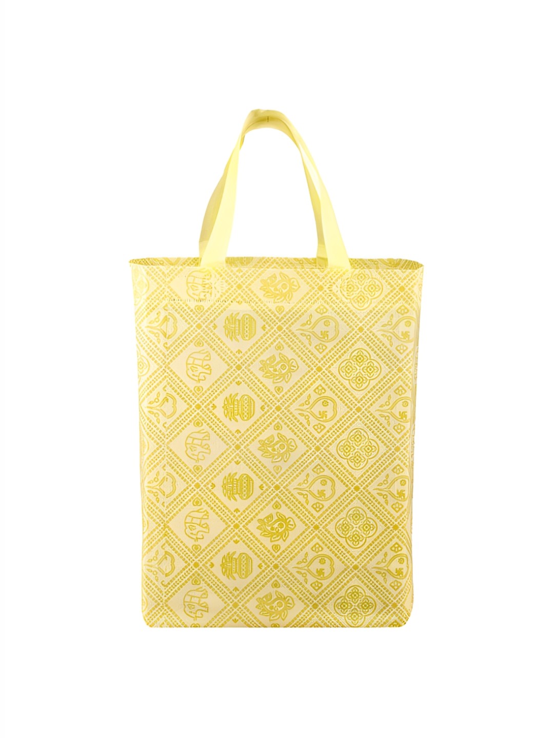 

Kuber Industries 24-Pcs Ethnic Motifs Printed Shopper Tote Bag, Yellow