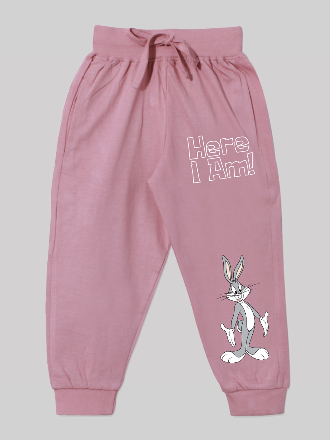 

Minute Mirth Girls Bugs Bunny Printed Pure Cotton Joggers, Pink
