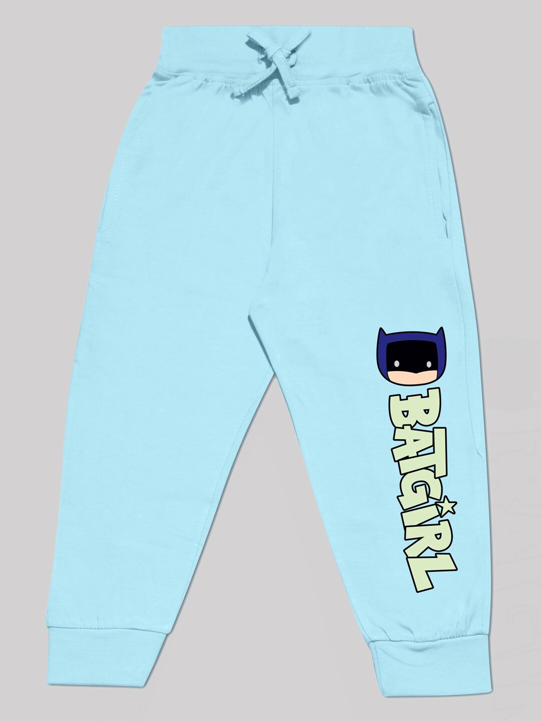 

Minute Mirth Girls Batman Printed Cotton Mid-Rise Joggers, Blue