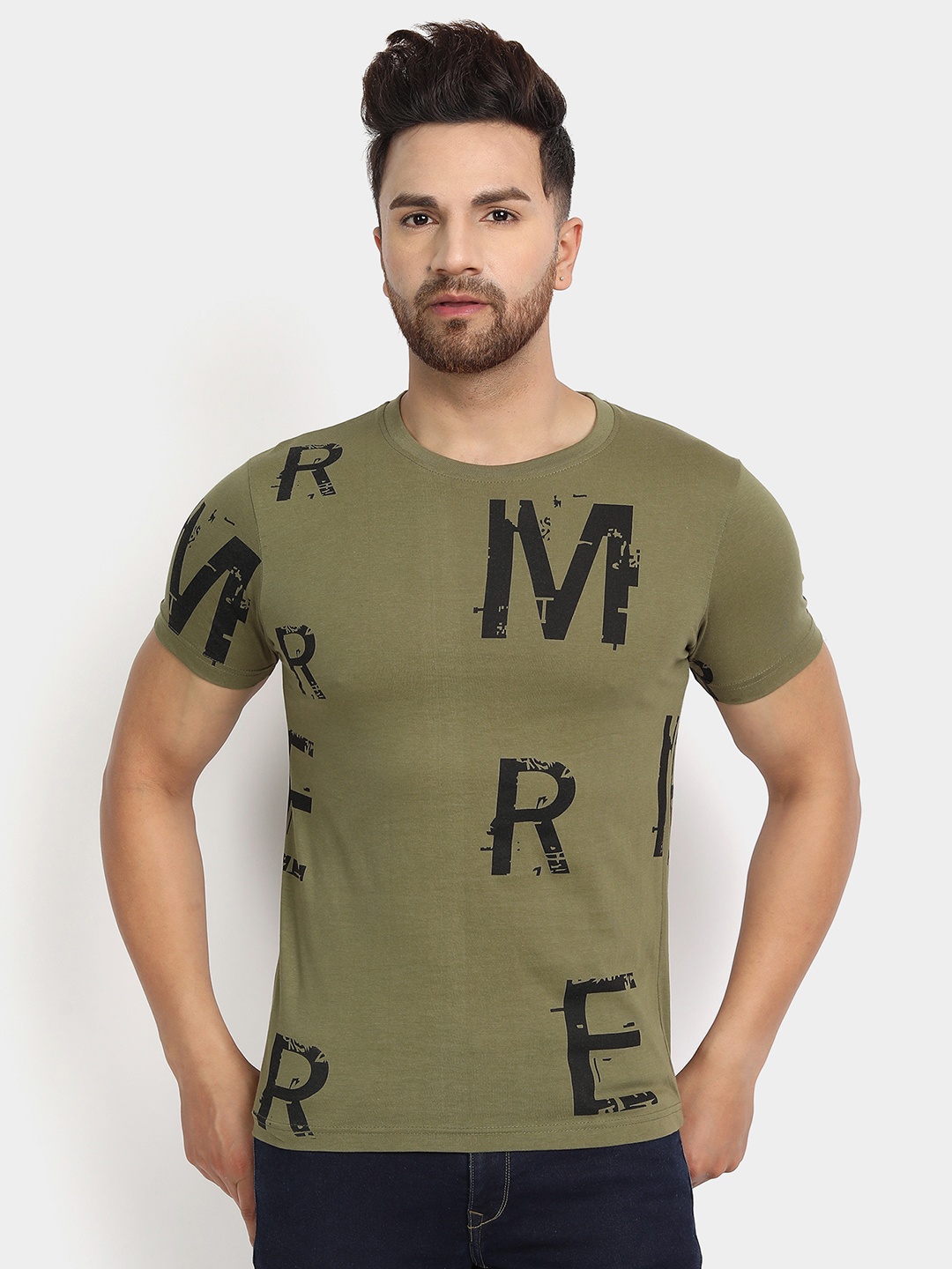 

jugular Printed Slim Fit Cotton T-shirt, Olive