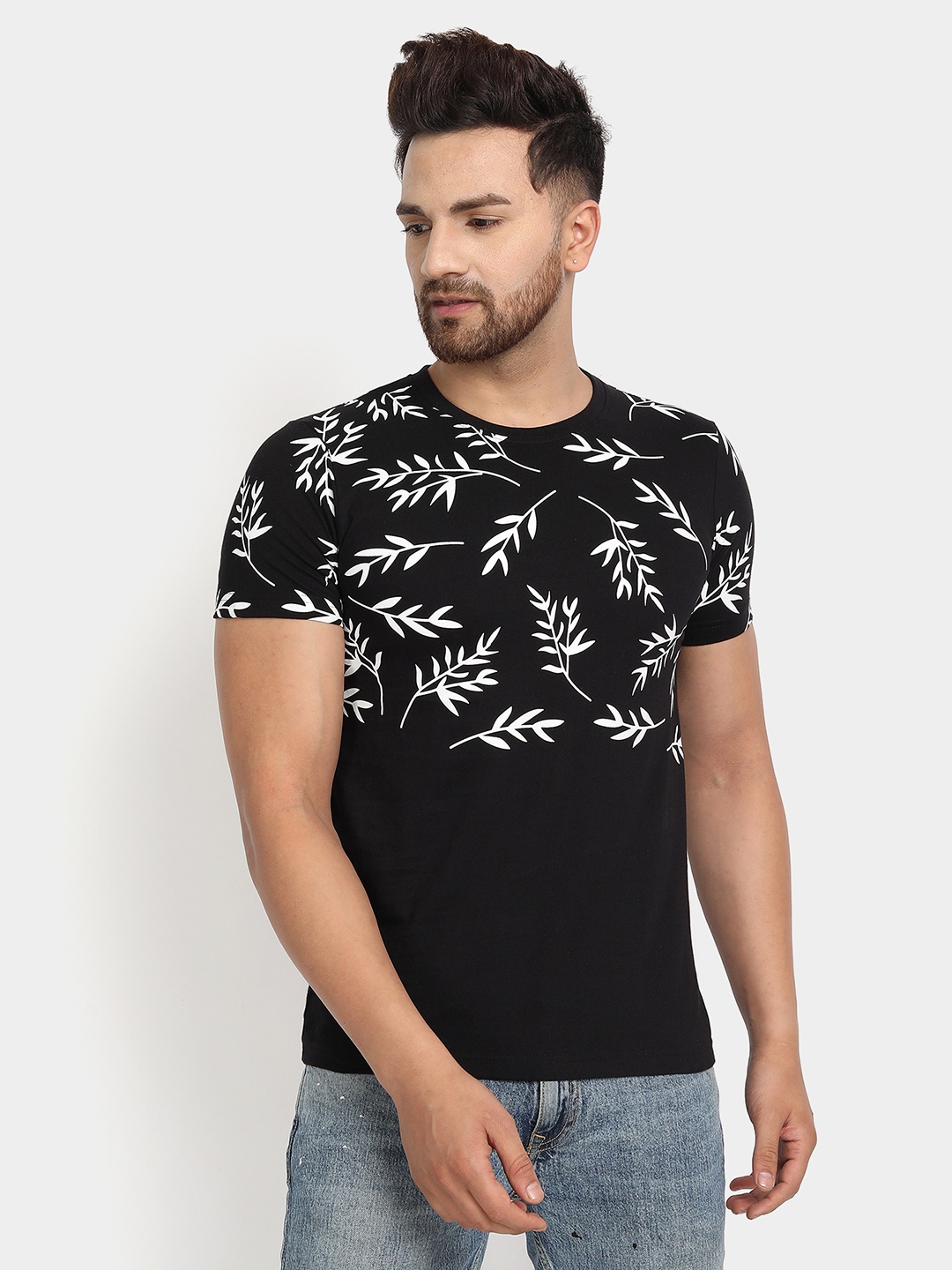 

jugular Conversational Printed Monochrome Cotton T-shirt, Black