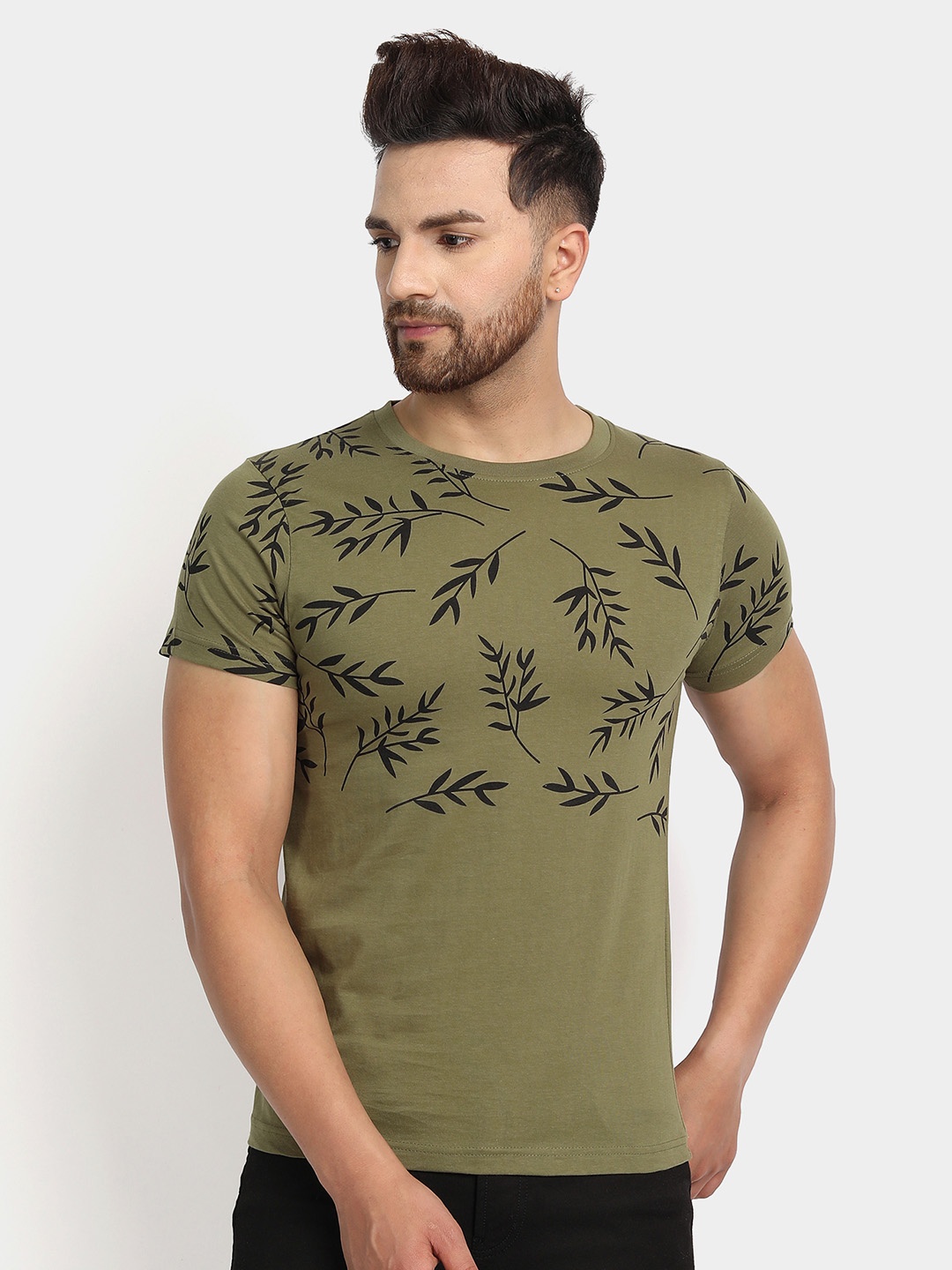 

jugular Conversational Printed Raw Edge Cotton T-shirt, Olive