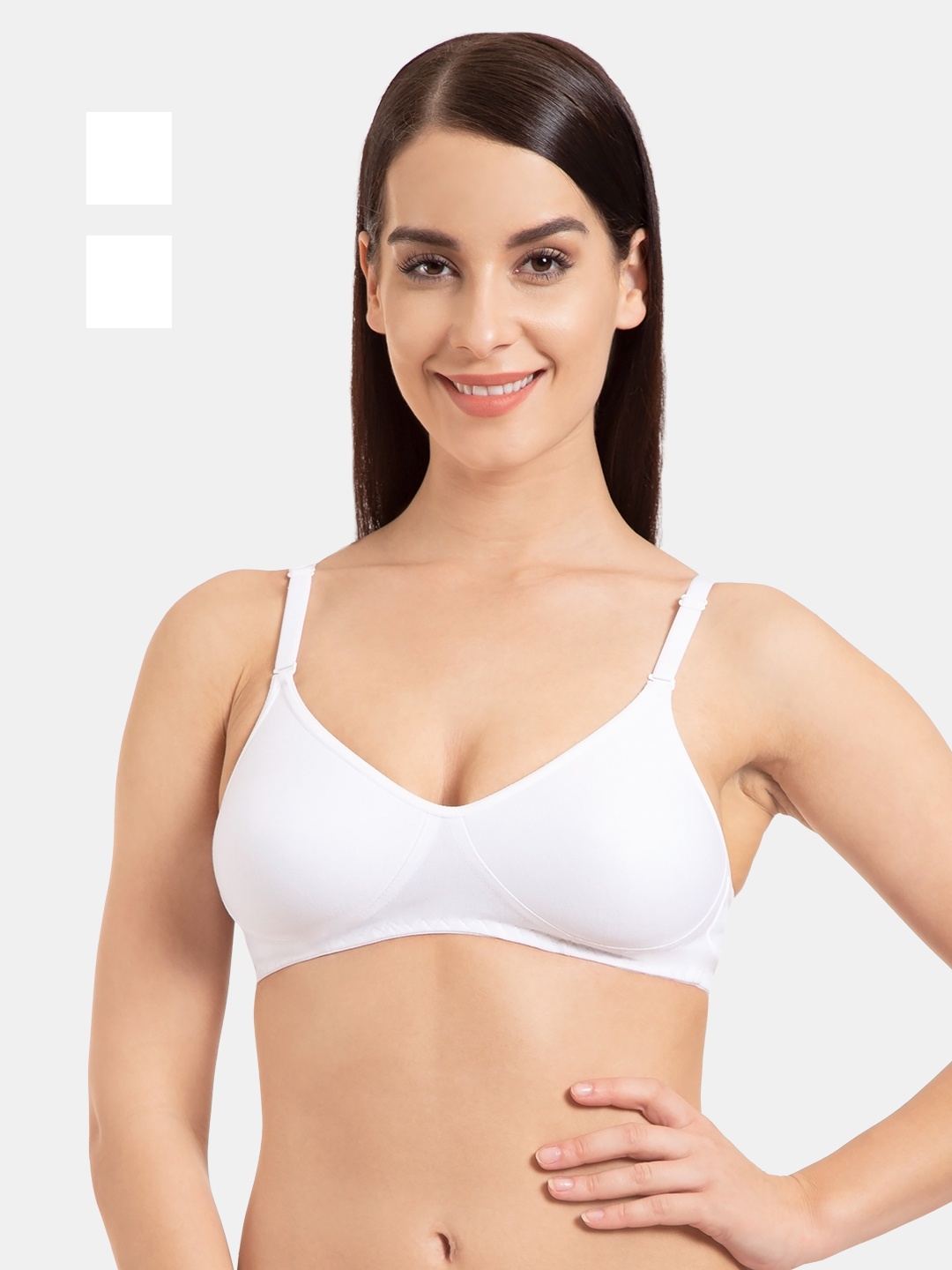 

KOMLI Pack Of 2 Full Coverage Non Padded Cotton T-shirt Bra With All Day Comfort, White