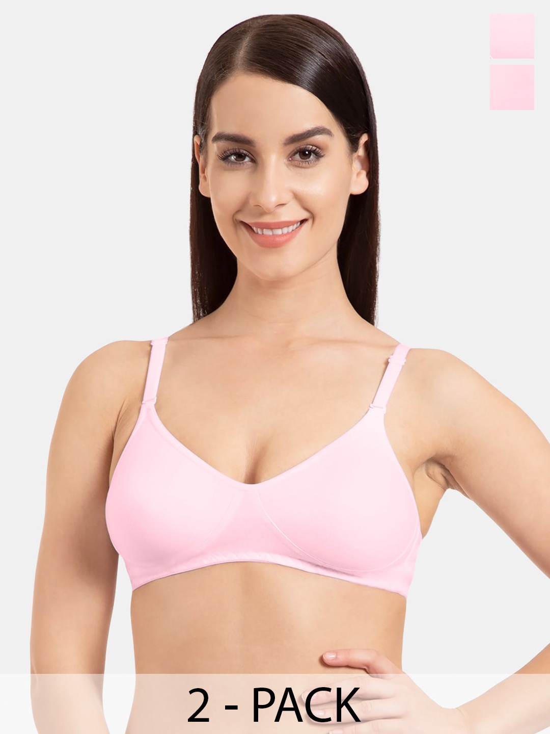 

KOMLI Pack Of 2 Bra Full Coverage, Pink