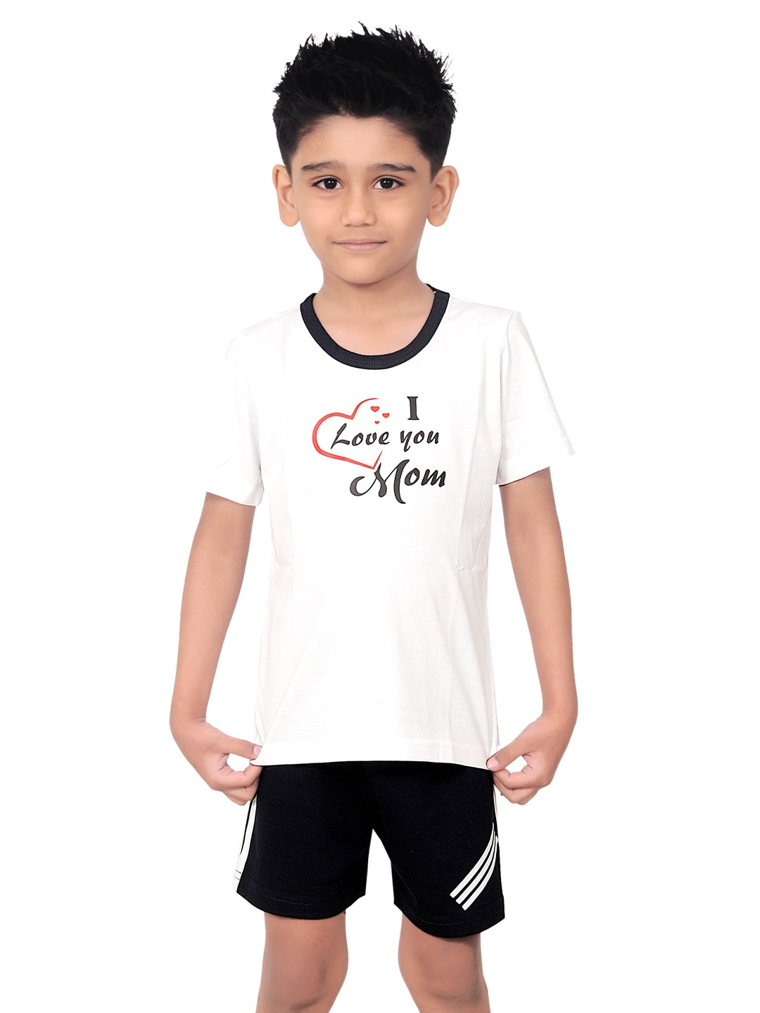 

BAESD Boys Printed T-shirt with Shorts, White