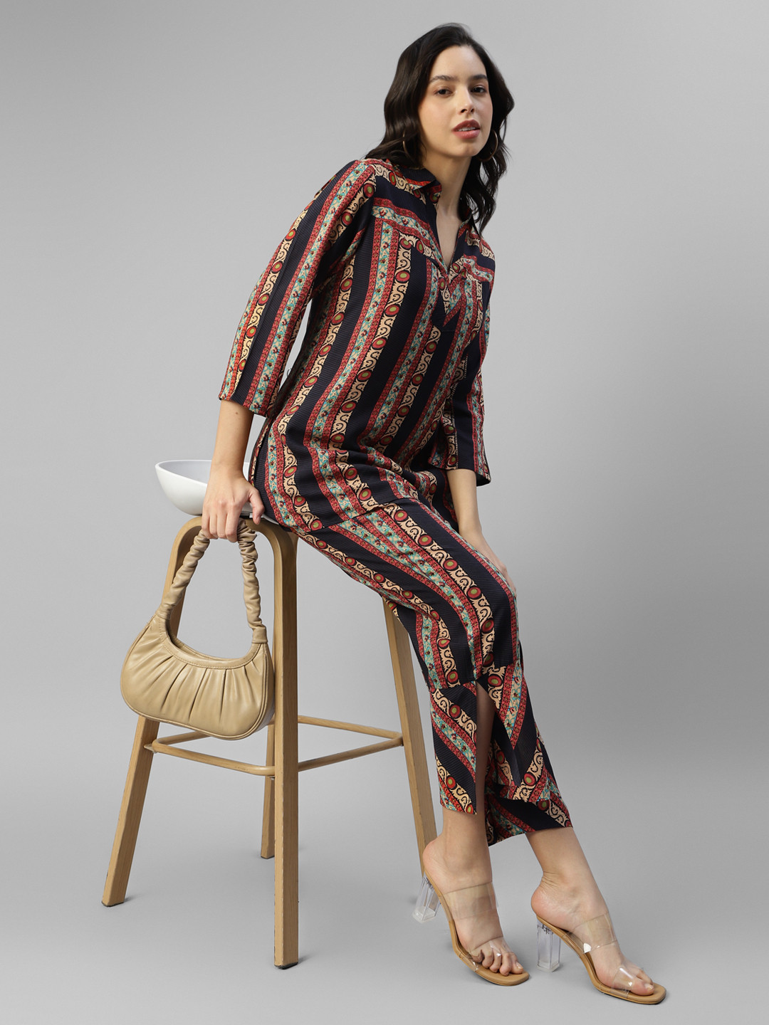 

DEEBACO Printed Tunic With Trousers Co-Ords, Black