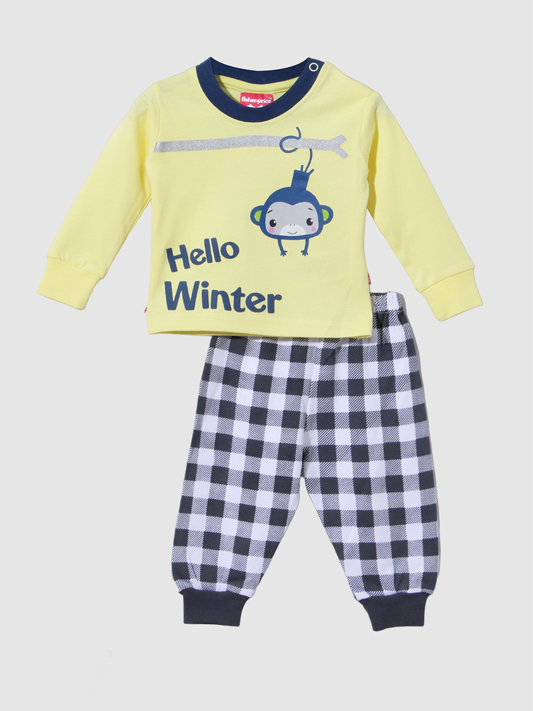 

Moms Love Boys Printed Pure Cotton T-shirt With Pyjamas, Yellow