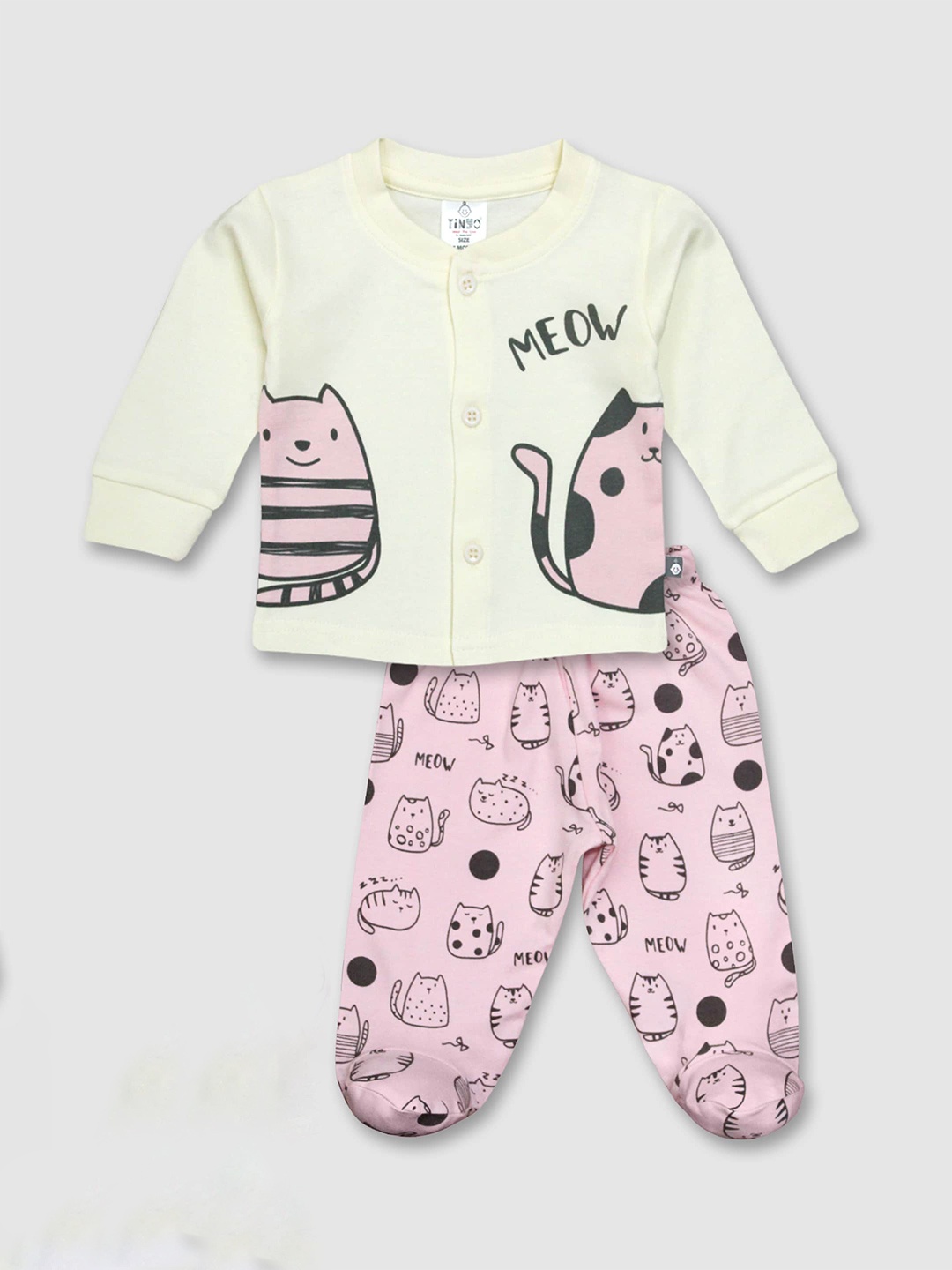 

Moms Love Infant Boys Printed Pure Cotton T-shirt with Trousers, Off white