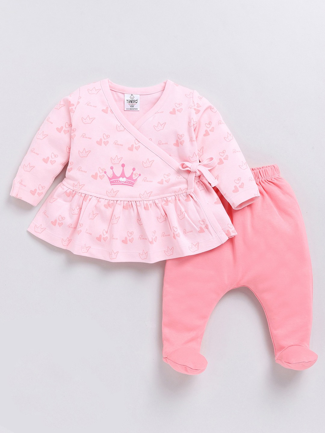 

Moms Love Infant Boys Printed Pure Cotton T-shirt with Pyjamas, Pink