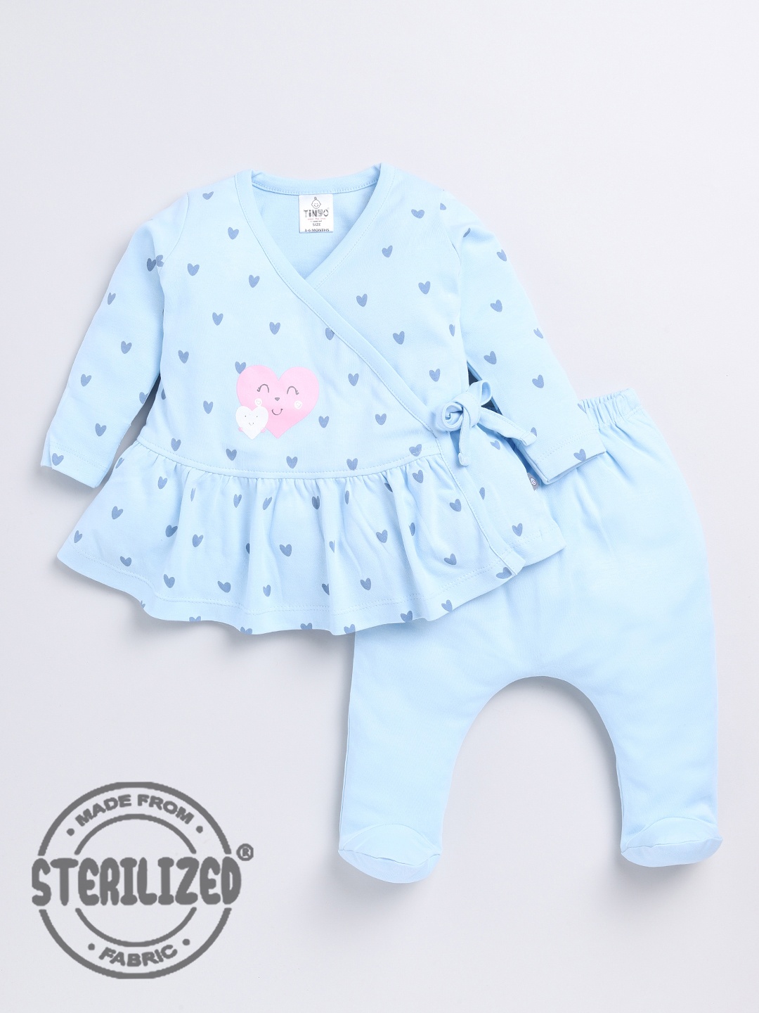 

Moms Love Infants Conversational Printed Pure Cotton Top With Leggings, Blue