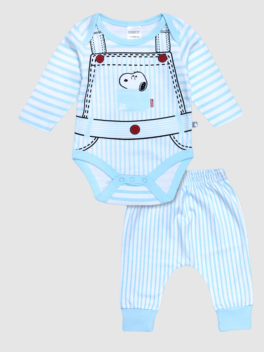 

Moms Love Infant Kids Printed Pure Cotton Bodysuit with Trousers, Blue