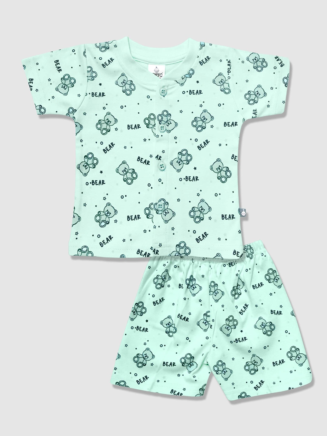 

Moms Love Infant Boys Printed Pure Cotton T-shirt with Shorts, Green