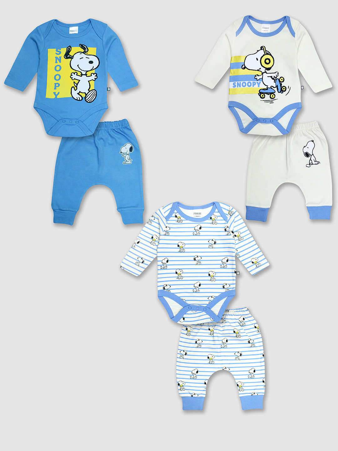 

Moms Love Infants Pack of 3 Printed Pure Cotton T-shirt with Pyjamas, Blue