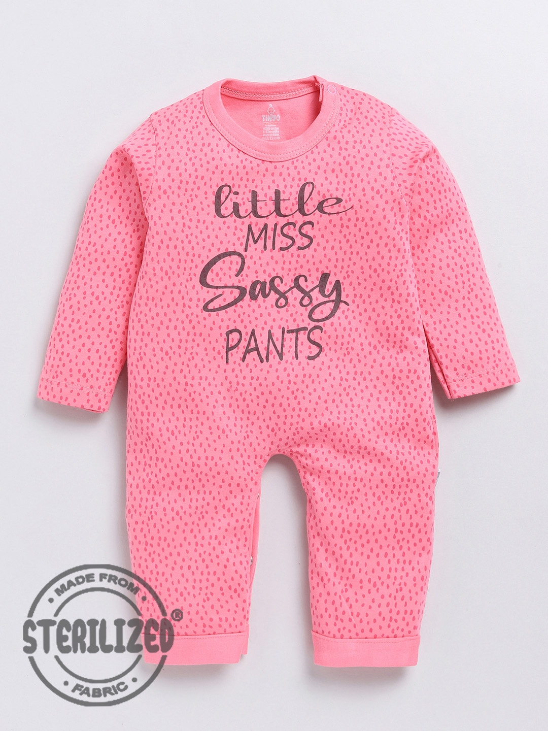 

Moms Love Infant Girls Typography Printed Cotton Rompers, Pink
