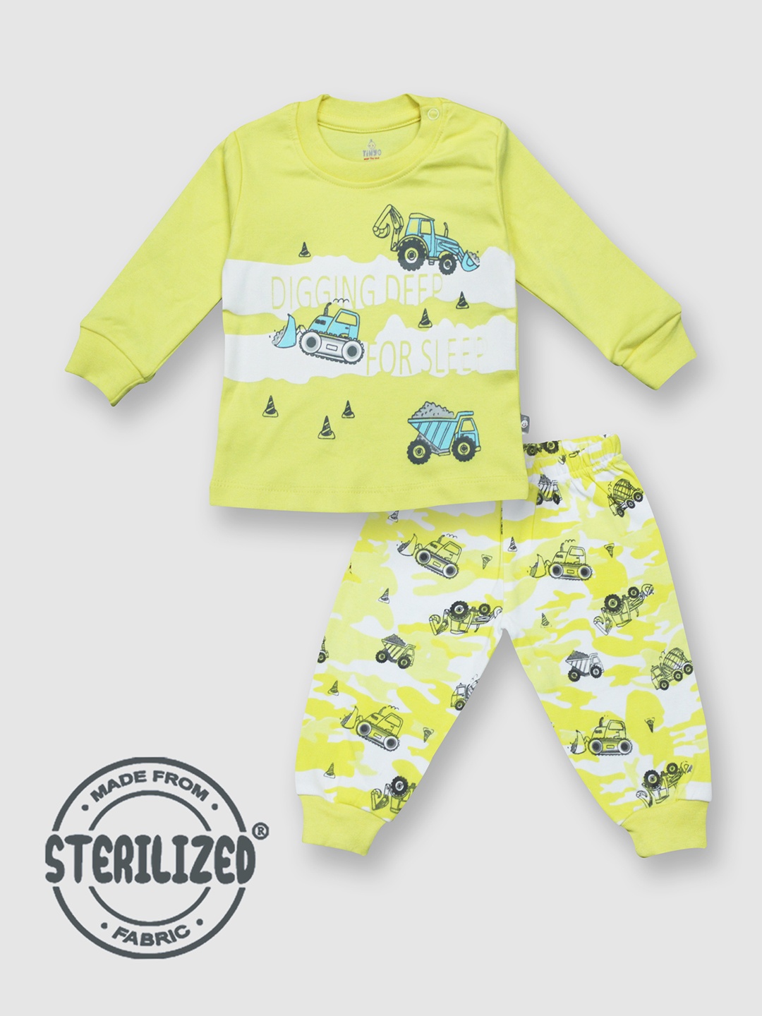 

Moms Love Infant Printed Pure Cotton T-shirt With Trouser, Yellow