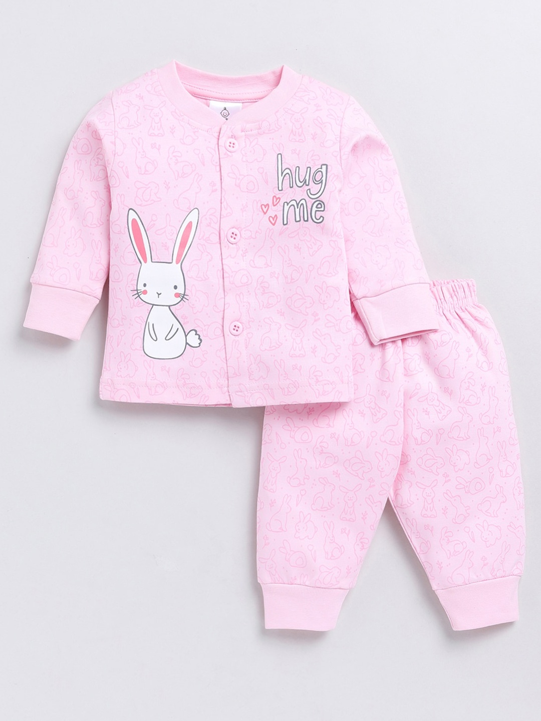 

Moms Love Girls Printed Pure Cotton T-shirt With Pyjamas, Pink
