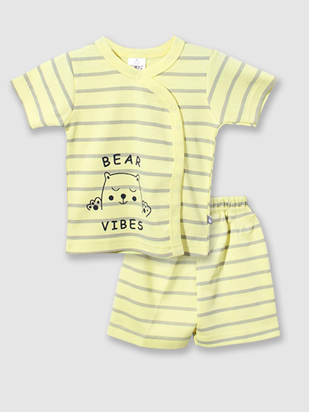 

Moms Love Infant Striped Pure Cotton T-shirt With Shorts, Yellow