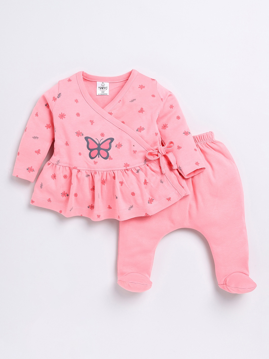 

Moms Love Infant Boys Printed Pure Cotton Top With Pyjamas, Pink