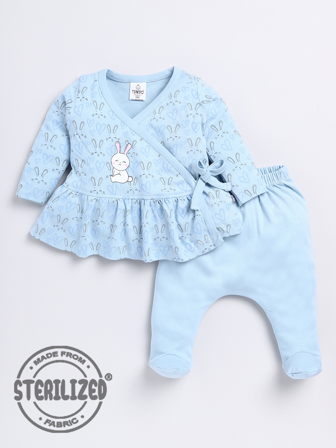 

Moms Love Infants Conversational Printed Pure Cotton Top With Trousers, Blue
