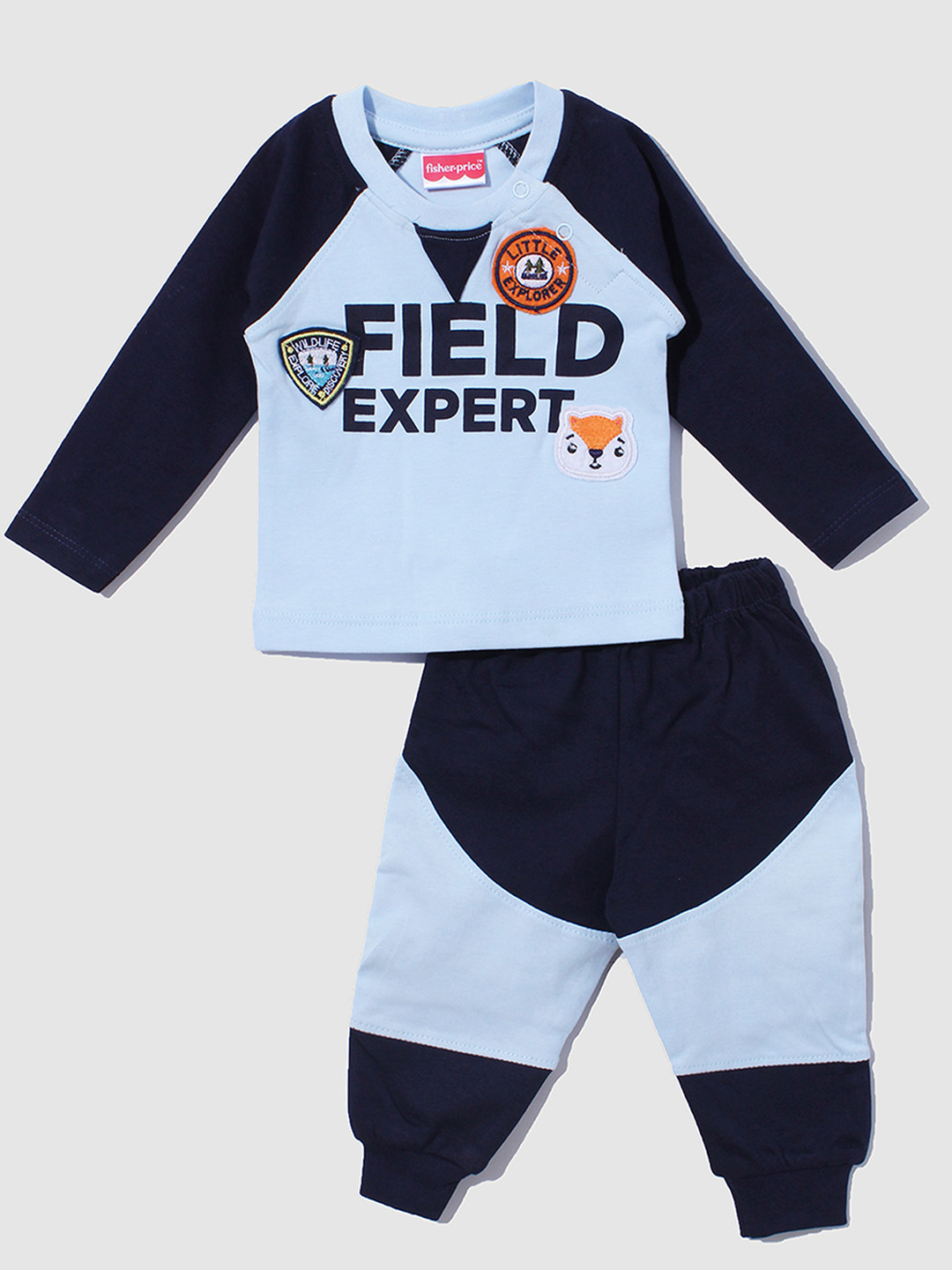 

Moms Love Infant Boys Typography Printed Pure Cotton T-shirt with Joggers, Navy blue