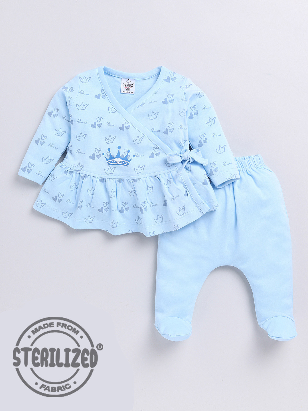 

Moms Love Infant Girls Conversational Printed Pure Cotton Clothing Set, Blue